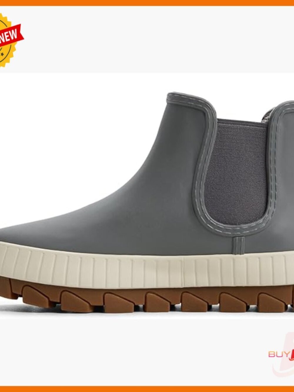 Waterproof Ankle Rain Boots with Fleece Lining Platform Slip-On